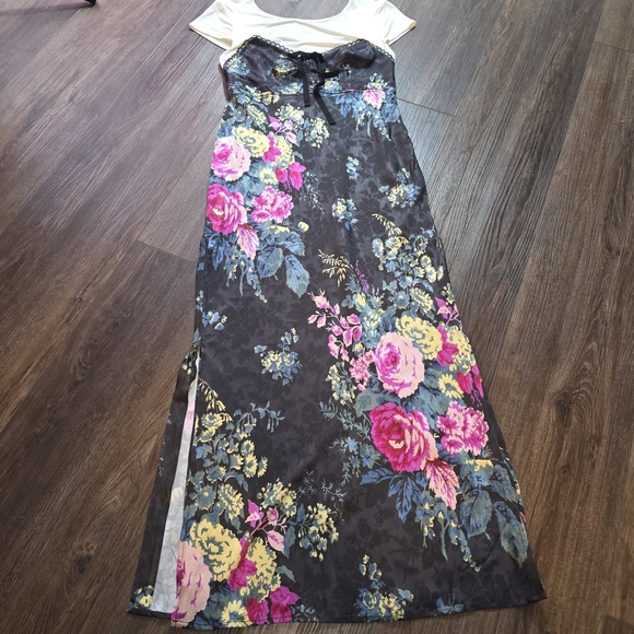 NWT Anthropologie Twofar Black Floral Midi Dress M – Elegant Jacquard Slip Style - Picture 8 of 16